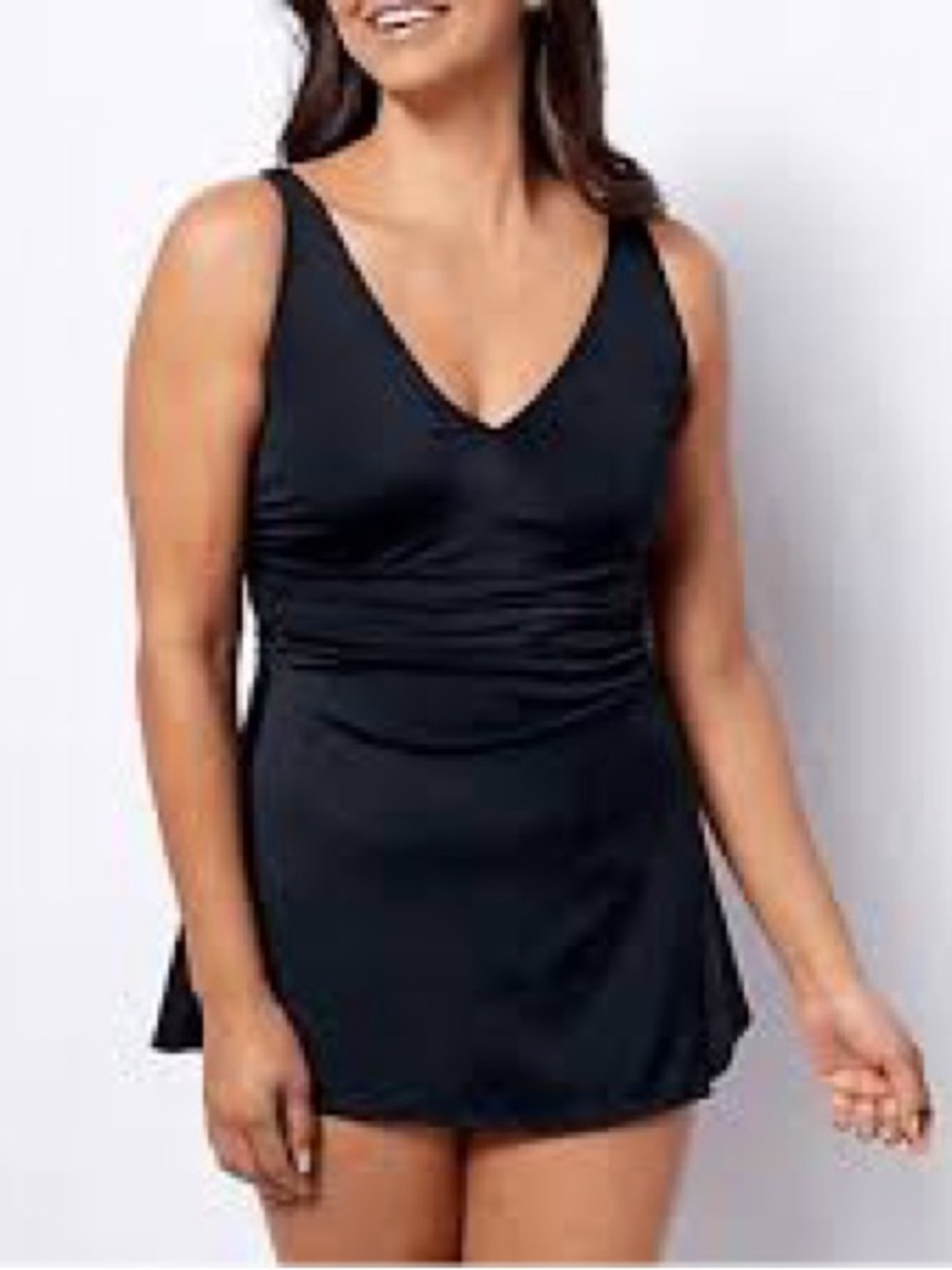 D&Co Beach QVC Black Skirted One Piece Swimsuit Sz 16